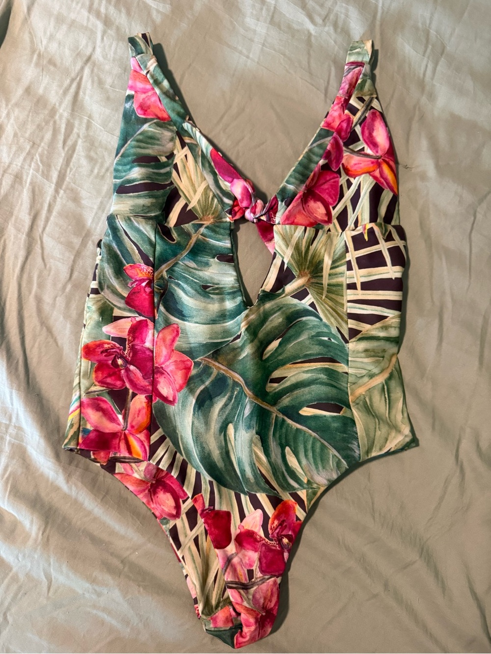 Benoa Swim Tropical Orchid One-Piece in Green & Pink